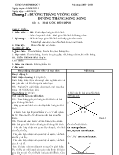 Giáo án Toán 7 - Tiết 1: Hai góc đối đỉnh