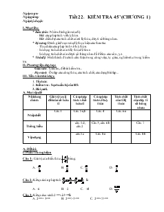 Giáo án Toán 7 - Tiết 22: Kiểm tra 45 phút (chương 1)