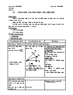 Giáo án Toán 7 - Tiết 55: Tính chất tia phân giác của một góc