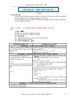 Giáo án Toán học 7 - Đại số - Chương 4