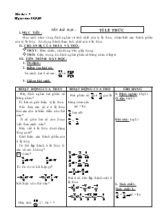 Giáo án Toán học 7 - Đại số - Tiết 9: Tỉ lệ thức