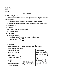 Giáo án Toán học 7 - Tiết 9: Tỉ lệ thức