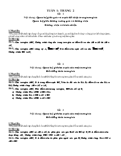 Giáo án Toán học 7 - Tuần 1 - Tháng 2 - Tiết 1: Nội dung: Quan hệ giữa góc và cạnh đối diện trong tam giác, quan hệ giữa đường vuông góc và đường xiên, đường xiên và hình chiếu