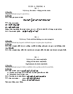 Giáo án Toán học 7 - Tuần 1 - Tháng 4 - Tiết 1: Nội dung: đa thức – cộng trừ đa thức