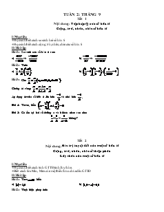 Giáo án Toán học 7 - Tuần 2 - Tháng 9