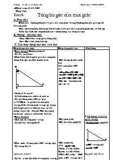 Giáo án Toán học lớp 7 - Tiết 18: Tổng ba góc của tam giác