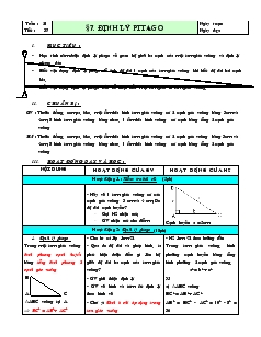 Giáo án Toán học lớp 7 - Tiết 37: Định lý pitago