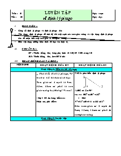 Giáo án Toán học lớp 7 - Tiết 38: Luyện tập về định lý pitago