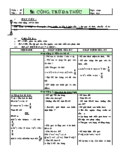 Giáo án Toán học lớp 7 - Tiết 57: Cộng, trừ đa thức