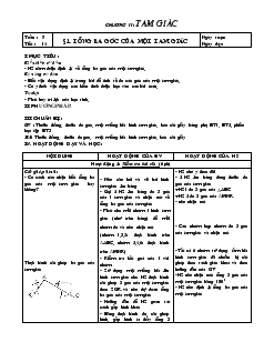 Giáo án Toán lớp 7 - Tiết 14: Tổng ba góc của một tam giác