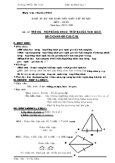 Giáo án Toán lớp 7 - Tiết 28: Trường hợp bằng nhau thứ bacủa tam giác góc-Canh-góc (g.c.g)