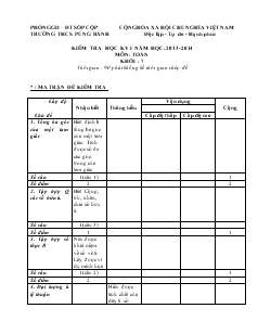 Kiểm tra học ky I năm học:2013 - 2014 môn: Toán khối: 7