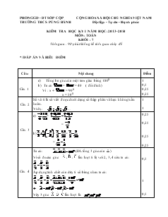Kiểm tra học ky I năm học:2013 - 2014 môn: Toán khối : 7