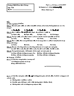 Kiểm tra một tiết chương III: Hình học 7