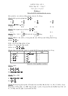 Kiểm tra số 1 môn: Đại số - Lớp 7