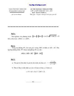 Kỳ thi chọn hoc sinh giỏi tỉnh lớp 12 THPT năm học 2004 - 2005 môn: Toán (vòng 1)