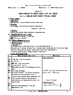 Giáo án Đại số 8 - Năm học: 2011 - 2012