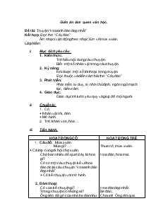 Giáo án làm quen văn học - Đề tài Truyện “Hoa anh đào đẹp nhất” (Lớp mầm)