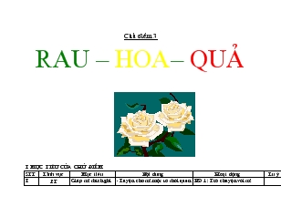 Giáo án mẫu giáo lớp 3 tuổi - Chủ điểm 3: Rau – Hoa – Quả