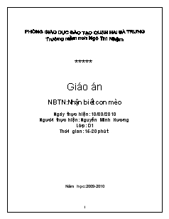 Giáo án Nhận biết con mèo