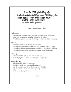 Chủ đề: thế giới động vật - Chủ đề nhánh: Những con vật đáng yêu - Hoạt động: Phát triển nhận thức - Đề tài Một và nhiều (độ tuổi: mẫu giáo bé)