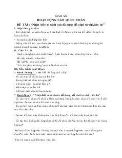 Giáo án hoạt động làm quen toán - Đề tài nhận biết so sánh các đồ dùng đồ chơi to-nhỏ, lớn bé