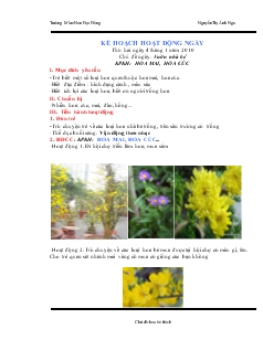 Giáo án mầm non lớp 4 tuổi - Chủ đề ngày: vườn nhà bé - Khám phá khoa học: Hoa mai, hoa cúc