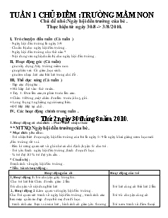 Giáo án mầm non lớp 4 tuổi - Chủ điểm: Trường mầm non (Tuần 1)