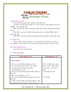 Giáo án văn học - Chủ đề: Thế giới thực vật - Đề tài Truyện quạ và công