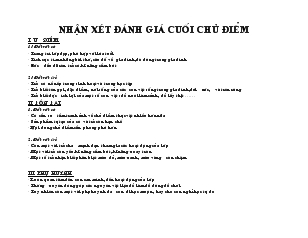 Nhận xét đánh giá cuối chủ điểm