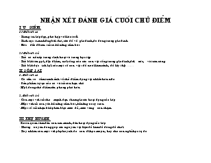 Nhận xét đánh giá cuối chủ điểm