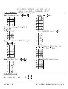 Đề kiểm tra học kì II - Năm học 2008-2009 môn: Toán - Lớp 6