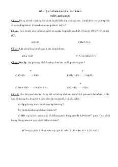 Bài tập về nhà ngày: 25/11/2013 môn: hóa học