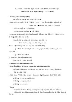 Cấu trúc đề thi học sinh giỏi thcs cấp huyện môn hoá học lớp 8 (năm học 2012 - 2013)