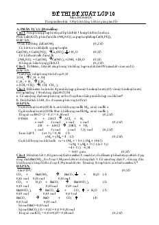 Đề thi đề xuất lớp 10 môn: hóa học 10