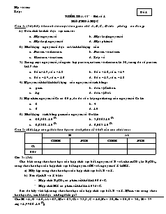 Kiểm tra 45 – bài số 1 môn hoá học