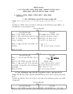 Phân dạng các loại bài toán hoá học trong giảng dạy hoá học lớp 8 ở trung học cơ sở