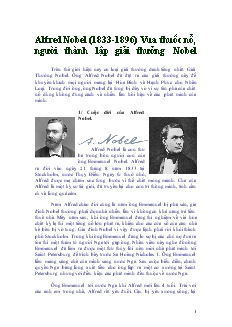 Alfred Nobel (1833-1896) Vua thuốc nổ, người thành lập giải thưởng Nobel