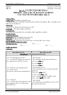 Bài giảng Bài 32 : luyện tập chương 03: phi kim – sơ lược về bảng tuần hoàn các nguyên tố hoá học (tiết 2)