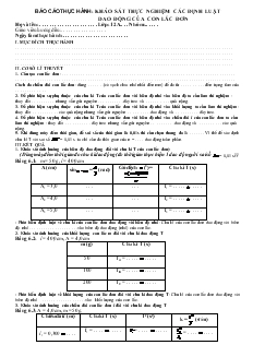 Báo cáo Thực hành: khảo sát thực nghiệm các định luật dao động của con lắc đơn (Vật lý 12)