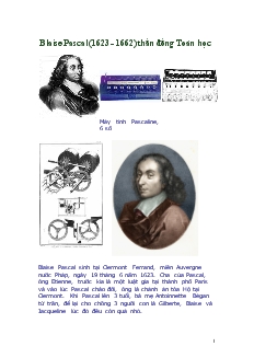 Blaise Pascal (1623 - 1662) thần đồng Toán học