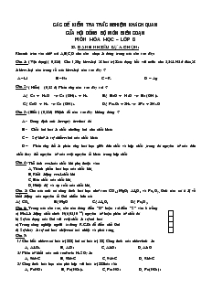 Các đề kiểm tra trắc nghiệm khách quan của hội đồng bộ môn biên soạn môn hóa học – lớp 8