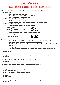 Chuyên đề 4: xác định công thức hoá học