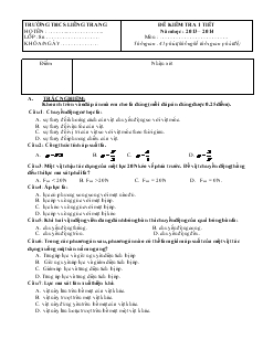 Để kiểm tra 1 tiết năm học 2013 – 2014 môn Vật lý 8