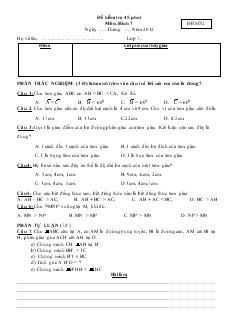 Đề kiểm tra 45 phút môn: hình 7