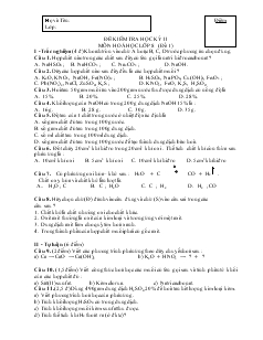 Đề kiểm tra học kỳ II môn hoá học lớp 8 (đề 1)