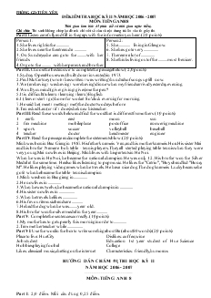 Đề kiểm tra học kỳ II môn: Tiếng Anh 8 (có đáp án)