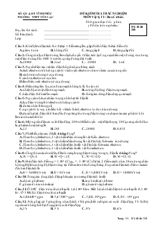 Đề kiểm tra trắc nghiệm môn vật lý 11 - Ban cơ bản (có đáp án)