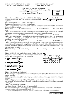 Đề thi thử đại học lần 2 môn: Vật lý – ban Khoa học tự nhiên (Mã đề 315)