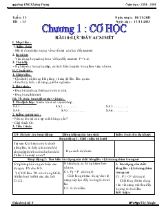 Giáo án Vật lý 8 bài 10: Lực đẩy acsimét - Trường THCS Liêng Trang